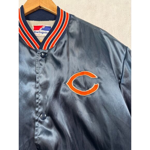 Vintage Chicago Bears Satin Bomber Jacket Varsity Snap Front Swingster Adult XL - Picture 4 of 12